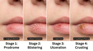 Le cinque fasi dell'Herpes labiale