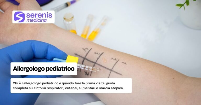 Chi è l'allergologo pediatrico e quando fare la prima visita: guida completa su sintomi respiratori, cutanei, alimentari e marcia atopica.